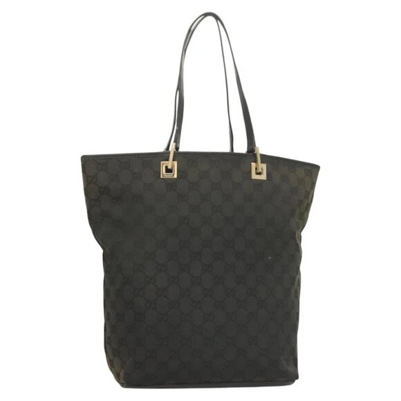 GUCCI GG Canvas Tote Bag Black Gold 002 1098 1705 Auth hk2853 - Picture 1 of 16